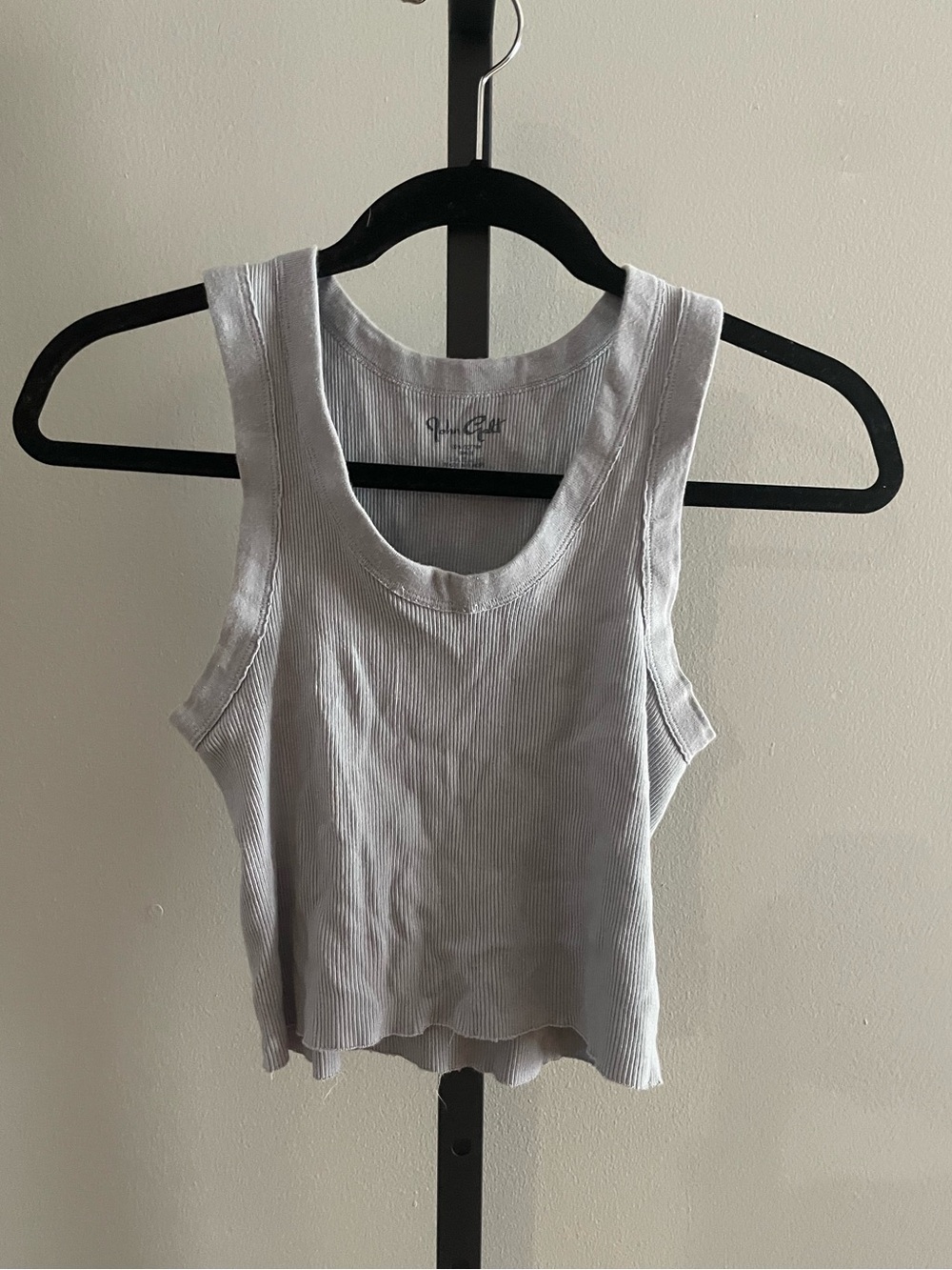 John Galt Ribbed Knit Cropped Tank Grey Size Small